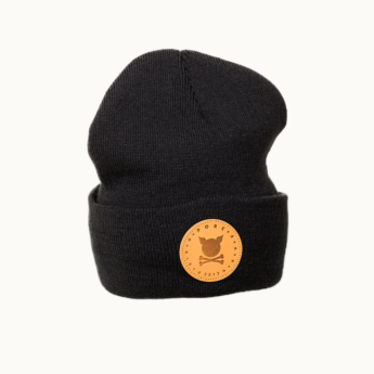"Full Moon" Leather Black Beanie