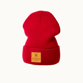"Logo" Leather Burgundy Beanie