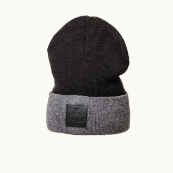 "Logo" Leather Black/Grey Beanie