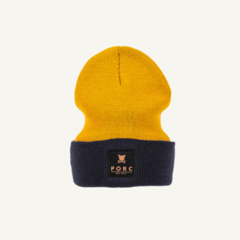 "Logo" Woven Mustard/Navy Beanie