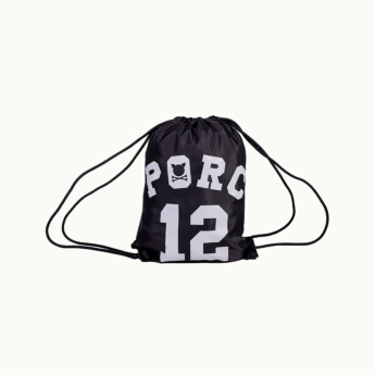 "12" Black Drawstring Bag