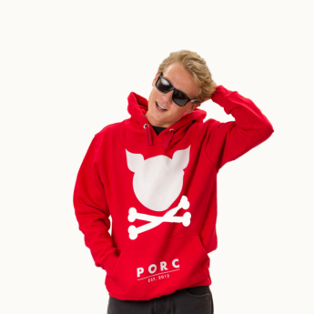 "Logo" Red Hooded Sweat