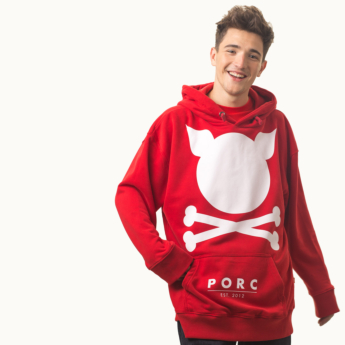 "Logo" Oversized Red Hooded Sweat